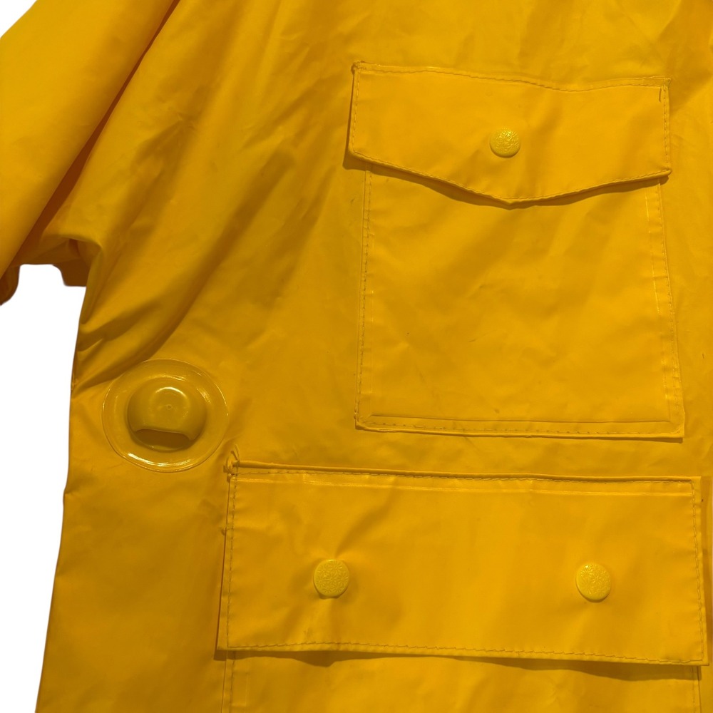 Chris-Craft Vintage Yellow PVC Nylon Rain Jacket Mens Medium Hooded Slicker 7022 - Picture 5 of 14